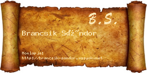 Brancsik Sándor névjegykártya